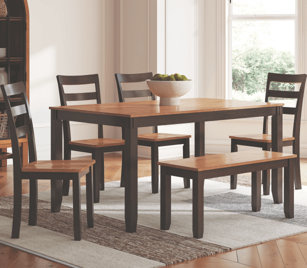 Gesthaven Dining Table with 4 Chairs and Bench